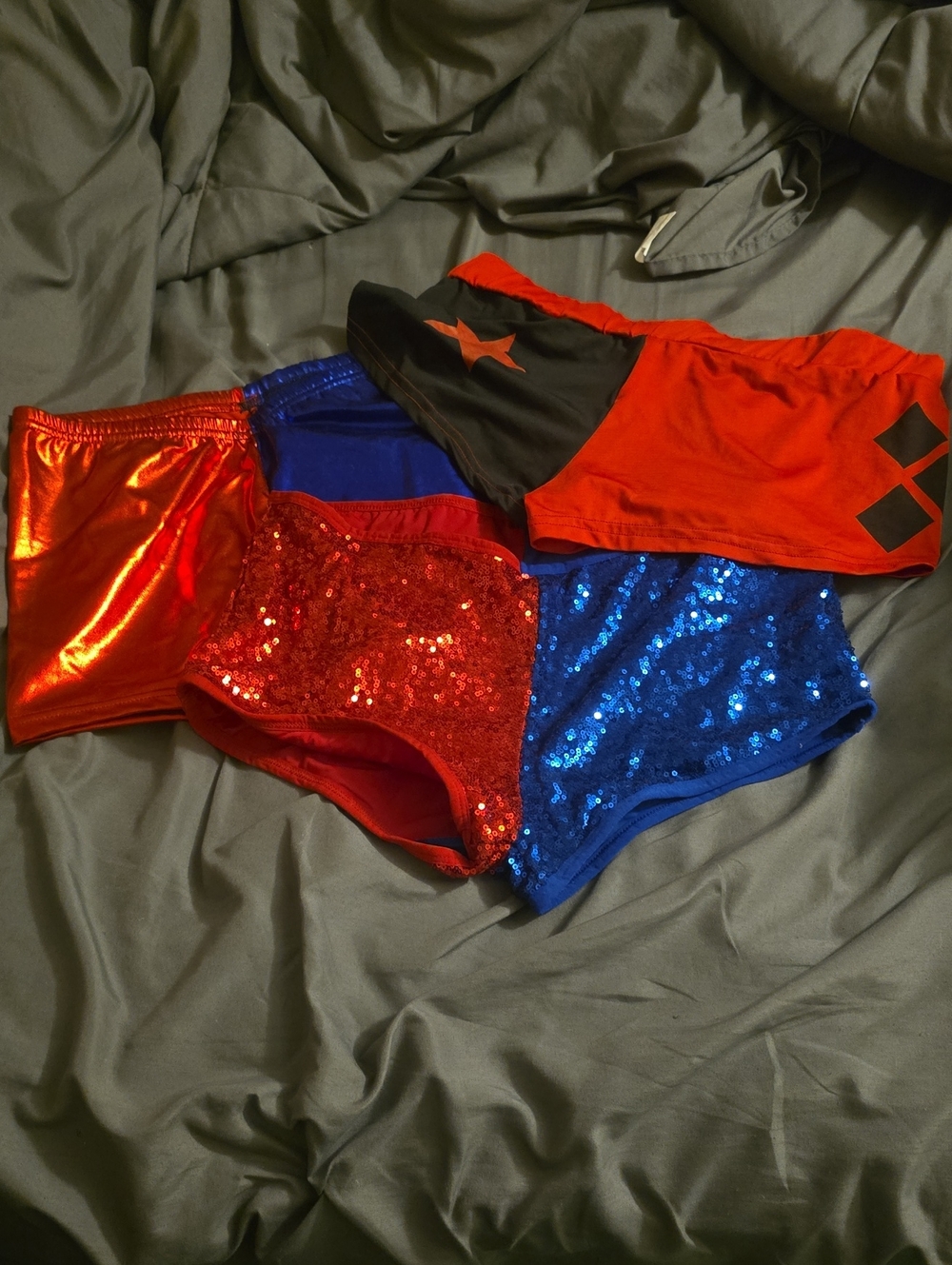 Cos Play Adult Red and Blue Sequin Shorts
